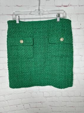 Anthropologie Maison d'Amelie Paris Green Boucle Tween A-line Skirt Women's 10